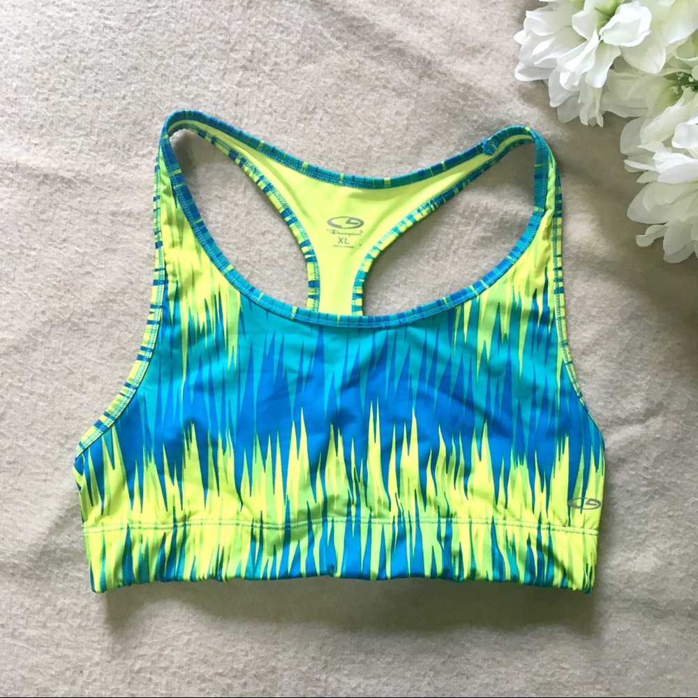 Neon Print Racerback Sports Bra